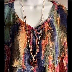 NWT.  Handmade Adjustable Necklace by Sacred Threads.  BL/BL